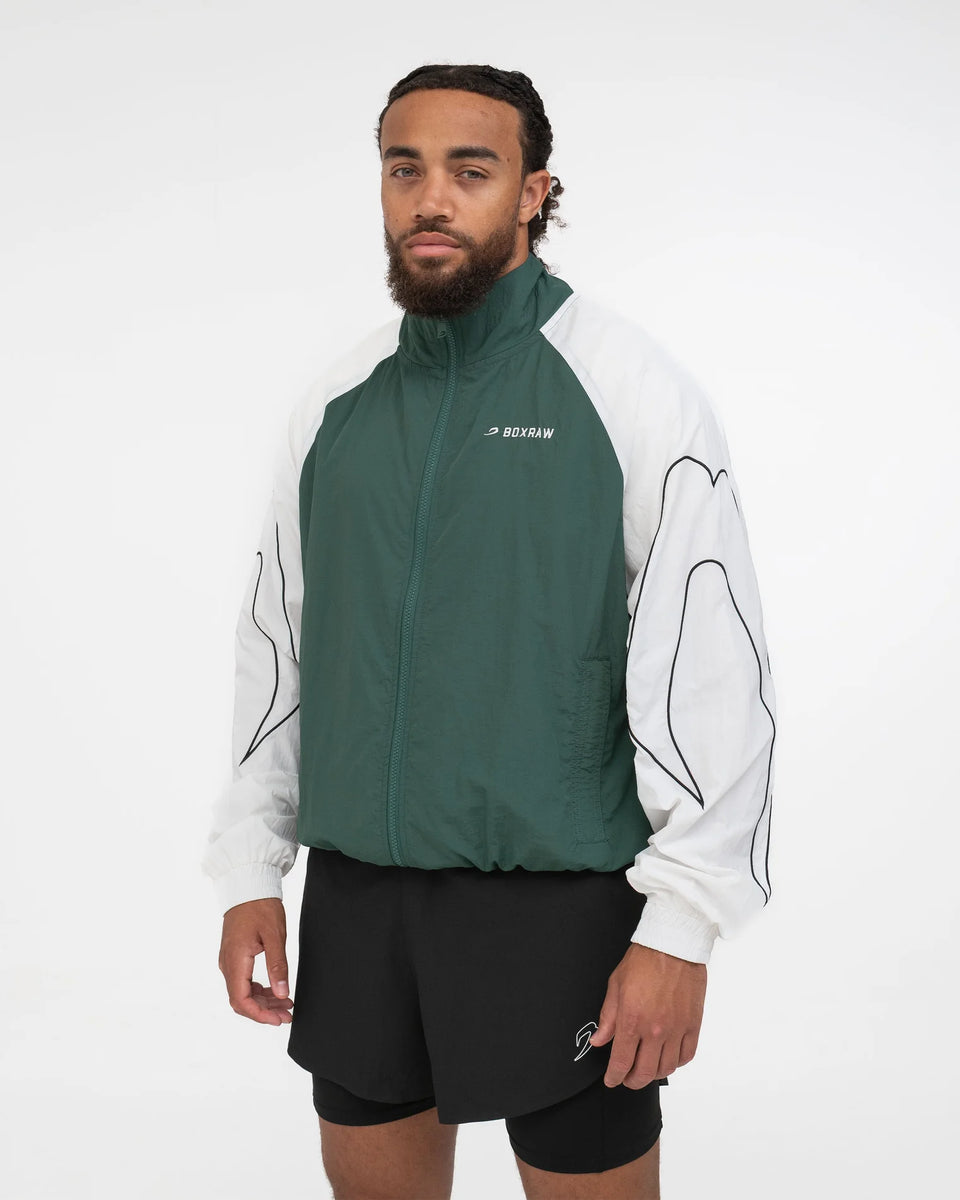 BOXRAW TUNERO SHELL TRACK JACKET - GREEN/WHITE – Champs Bxing ltd