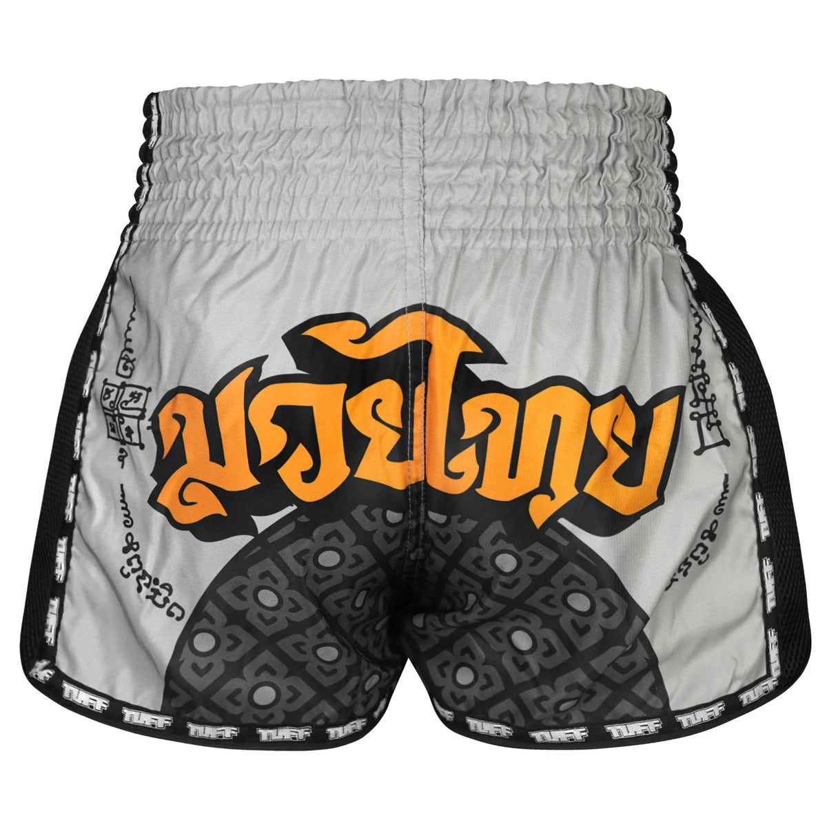 Argyle Orange Black Grey And White Print Muay Thai Boxing Shorts main image 1