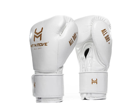 HIT N MOVE -1.5 lbs (24 Oz) Conditioning Gloves  (Hook and Loop) white