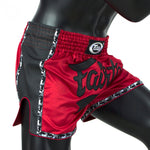 FAIRTEX SLIM CUT MUAYTHAI SHORTS-RED/BLACK