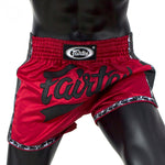 FAIRTEX SLIM CUT MUAYTHAI SHORTS-RED/BLACK