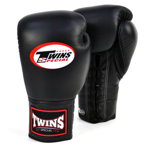 Twins Lace-up Boxing Gloves Black BGLL1