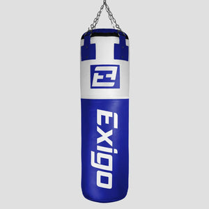 EXIGO® SUPER PRO 4FT 40KG LEATHER PUNCH BAG - BLUE/WHITE