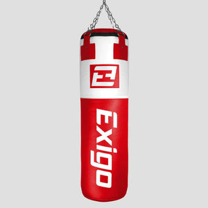 EXIGO® SUPER PRO 4FT 40KG LEATHER PUNCH BAG - RED/WHITE