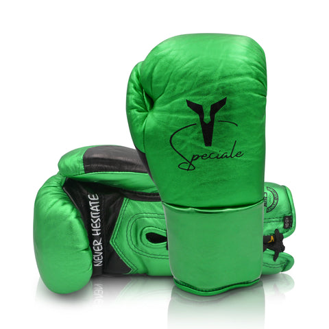 ARES SPECIALE LACE UP BOXING GLOVE-MEATLIC GREEN