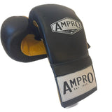 AMPRO TRI POWER LACE UP SPARRING GLOVE - NAVY/YELLOW