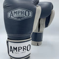 AMPRO HYBRID POWERTECH HOOK & LOOP SPARRING GLOVE - NAVY BLUE/ GREY
