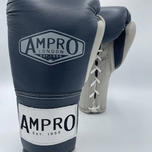 AMPRO HYBRID POWERTECH LACE SPARRING GLOVE - NAVY BLUE/GREY