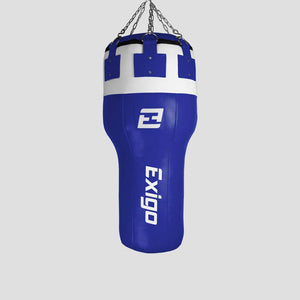 EXIGO® SUPER PRO 3.5FT 40KG LEATHER ANGLE PUNCH BAG - BLUE/WHITE