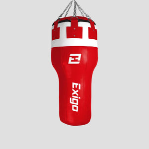 EXIGO® SUPER PRO 3.5FT 40KG LEATHER ANGLE PUNCH BAG - RED/WHITE