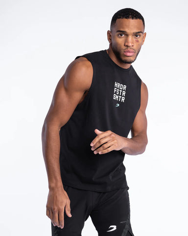 BOXRAW HRDR FSTR SMTR MUSCLE TANK - BLACK