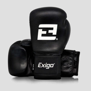 EXIGO® CONTENDER SPARRING BOXING GLOVES - STRAP - BLACK