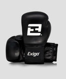 EXIGO® CONTENDER SPARRING BOXING GLOVES - STRAP - BLACK