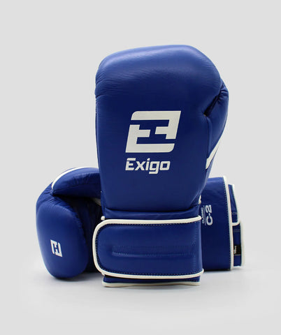 EXIGO® C2 CLASSIC LEATHER STRAP SPARRING GLOVES - BLUE/WHITE