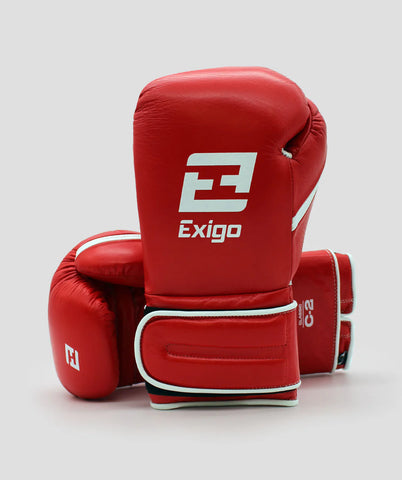 EXIGO® C2 CLASSIC LEATHER STRAP SPARRING GLOVE - RED/WHITE