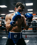 EXIGO® C2 CLASSIC LEATHER LACE UP SPARRING GLOVES - BLUE/WHITE