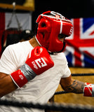 EXIGO® C2 CLASSIC LEATHER LACE UP SPARRING GLOVES - RED/WHITE