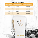 BRAVOSE ELITE PRO 2.0 STRAP SPARRING GLOVES - WHITE/GOLD