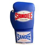 SANDEE-KIDS AUTHENTIC LACE UP PRO FIGHT BOXING GLOVES - BLUE & WHITE