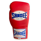 SANDEE-KIDS AUTHENTIC LACE UP PRO FIGHT BOXING GLOVES - RED & WHITE