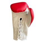 SANDEE-KIDS AUTHENTIC LACE UP PRO FIGHT BOXING GLOVES - RED & WHITE