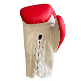 SANDEE-KIDS AUTHENTIC LACE UP PRO FIGHT BOXING GLOVES - RED & WHITE