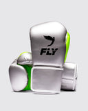 FLY SUPERLOOP PRO X2 STRAP SPARRING GLOVES - SILVER/NEON