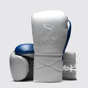 FLY SUPERLACE PRO X2 BOXING GLOVES - GREY/SPACE BLUE
