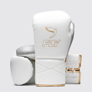 FLY SUPERLACE PRO X2 SPARRING GLOVES - WHITE/GREY/GOLD