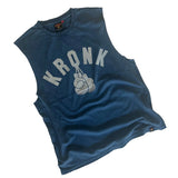 KRONK FADED G RAW EDGE SLEEVELESS LOOSE FIT. T SHIRT-NAVY