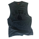 KRONK FADED G RAW EDGE SLEEVELESS LOOSE FIT. T SHIRT-CHARCOAL