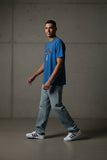 KRONK FADED 2 COLOUR COLOUR GLOVES LOOSE FIT VINTAGE WASH T SHIRT-ROYAL BLUE