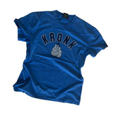 KRONK FADED 2 COLOUR COLOUR GLOVES LOOSE FIT VINTAGE WASH T SHIRT-ROYAL BLUE