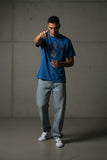 KRONK FADED 2 COLOUR COLOUR GLOVES LOOSE FIT VINTAGE WASH T SHIRT-ROYAL BLUE