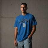 KRONK FADED 2 COLOUR COLOUR GLOVES LOOSE FIT VINTAGE WASH T SHIRT-ROYAL BLUE