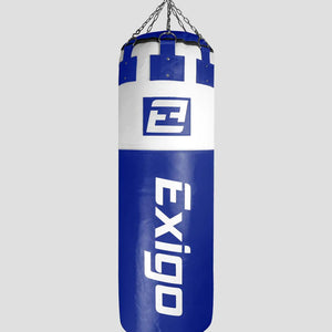 EXIGO® SUPER PRO 4ft 6'' 75kg IMMENSUS LEATHER PUNCH BAG - BLUE/WHITE