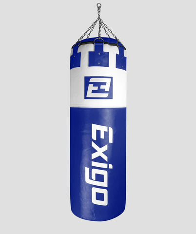 EXIGO® SUPER PRO 4ft 6'' 75kg IMMENSUS LEATHER PUNCH BAG - BLUE/WHITE