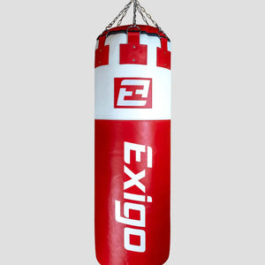 EXIGO® SUPER PRO 4ft 6'' 75kg IMMENSUS LEATHER PUNCH BAG - RED/WHITE