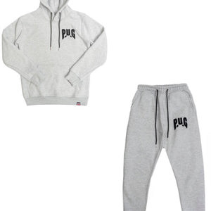 PUG ATHLETIC FLEECE BOXING OBLIQUE HOODED TRACKSUIT - GREY