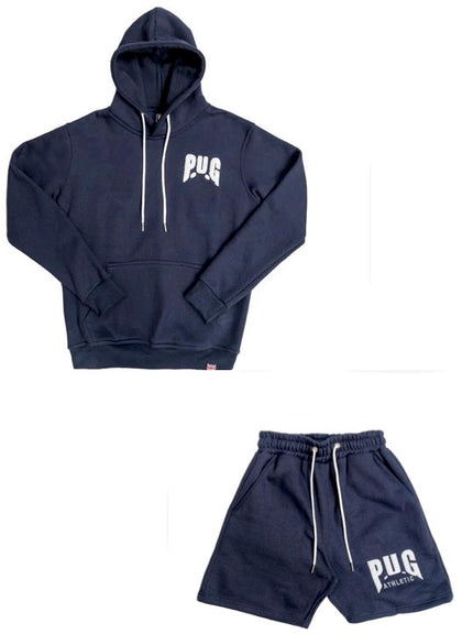 PUG ATHLETIC OBLIQUE HOODY AND SHORTS SET - BLUE