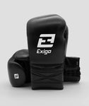 EXIGO® S2 STEALTH LEATHER LACE UP SPARRING GLOVES - BLACK