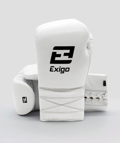 EXIGO® S2 STEALTH LEATHER LACE UP SPARRING GLOVES - WHITE