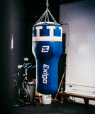 EXIGO® SUPER PRO 3.5FT 40KG LEATHER ANGLE PUNCH BAG - BLUE/WHITE