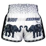 TUFF Muay Thai Boxing Shorts New Retro Style "White War Elephant"