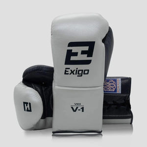 EXIGO® V1 VICI PRO CONTEST FIGHT GLOVES - SILVER/MIDNIGHT