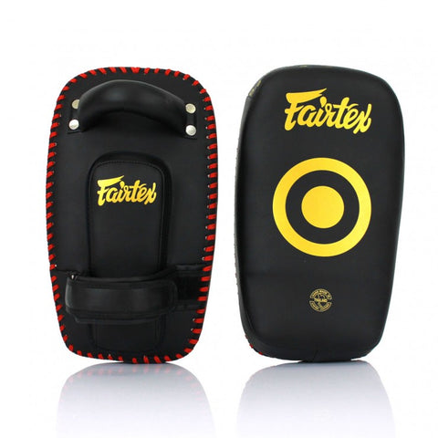 FAIRTEX SMALL LIGHTWEIGHT THAI KICK PADS black/gold/red