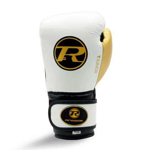 RINGSIDE JUNIOR SYNTHETIC LEATHER TRAINING GLOVE-WHITE/GOLD