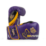 BRAVOSE LIMITED EDITION 16OZ VELCRO BOXING GLOVES-PURPLE/YELLOW