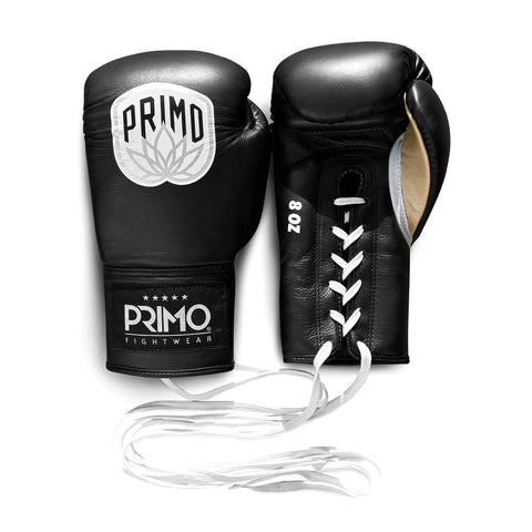 PRIMO PRO LACE UP BOXING GLOVES-ONYX BLACK