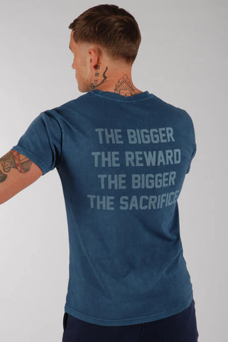 KRONK SACRIFICE LOOSE FIT VINTAGE WASH T SHIRT -DENIM
